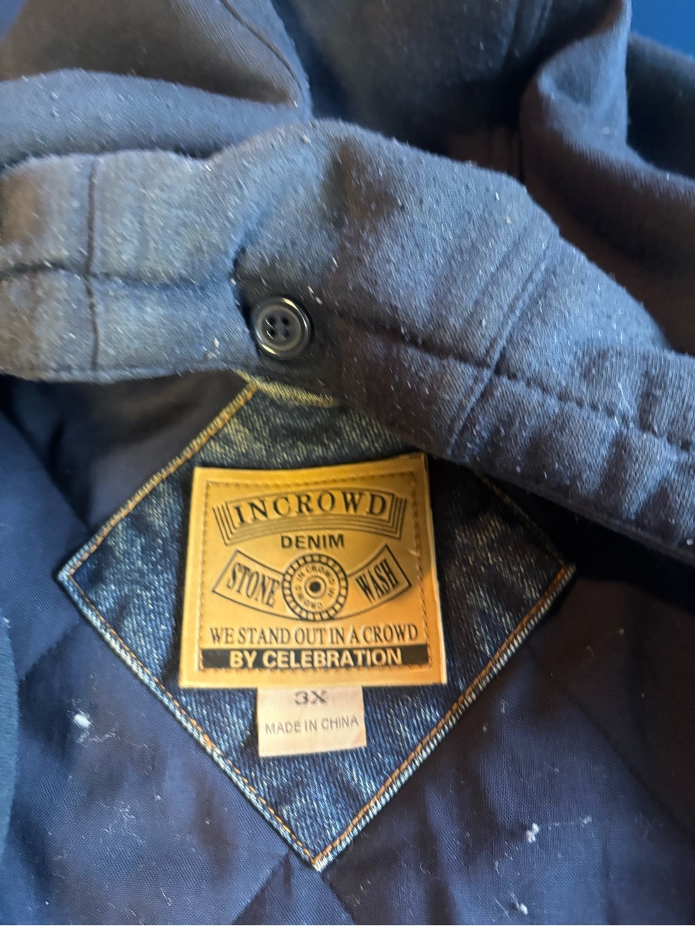Men’s Navy Denim Jacket - 3X and sweatshirt